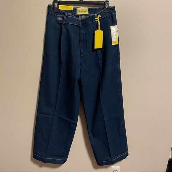 NWT Sam Edelman Circus Low Rise Denim Trouser in Rinse Dark Wash- Size 28 - Picture 4 of 8